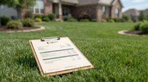 Well-maintained Lenexa residential lawn illustrating typical lawn care cost and mowing service