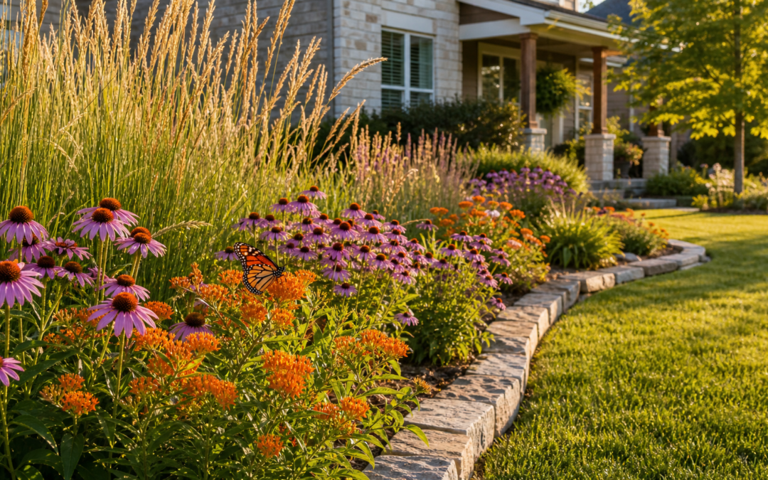 Native plants for Kansas landscapes with pollinator flowers in a drought-tolerant Kansas City yard