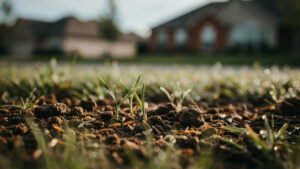Overseeding a thin Kansas City lawn in September to fill in bare, patchy tall fescue